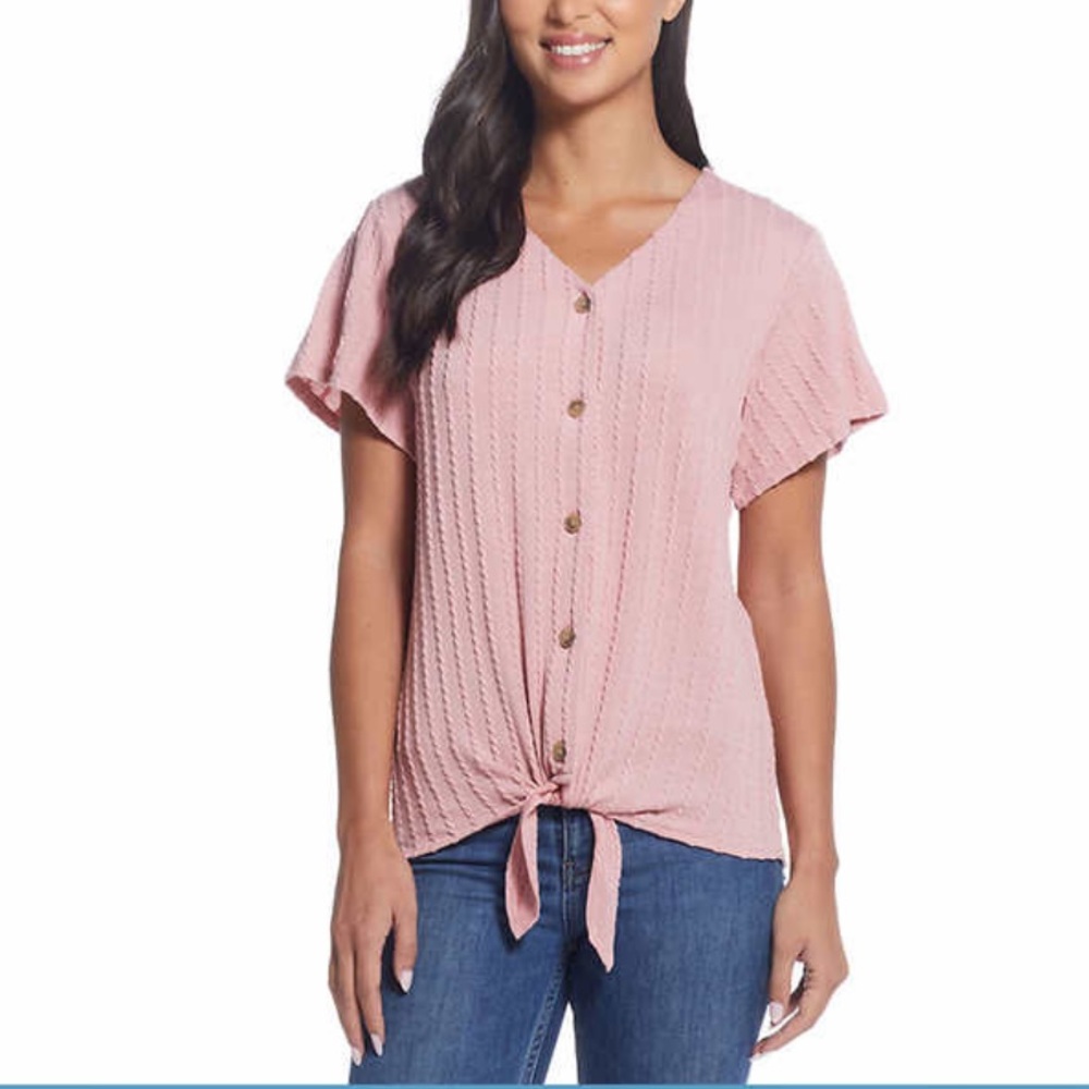 NWT Weatherproof Vintage Ladies' Tie Front Top